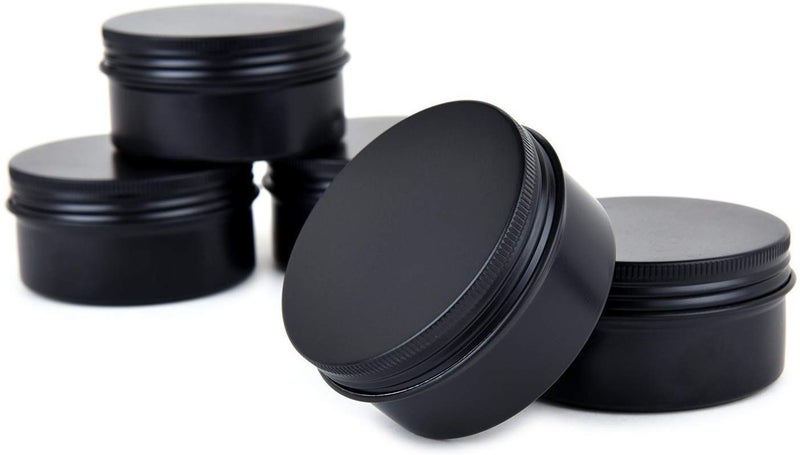 Healthcom 12 Packs 3 Oz Empty Jars 90ml Black Round Aluminum Tin Cans Screw Top Metal Steel Tins Lip Balm Tins Box Cosmetic Containers Storage Organization for Candles Salve Crafts Spice Tea Gift - Image 3